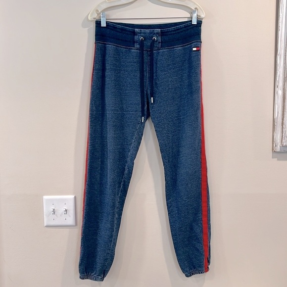 🔥Tommy Hilfiger Blue Joggers with Red Stripe🔥 - Picture 1 of 7